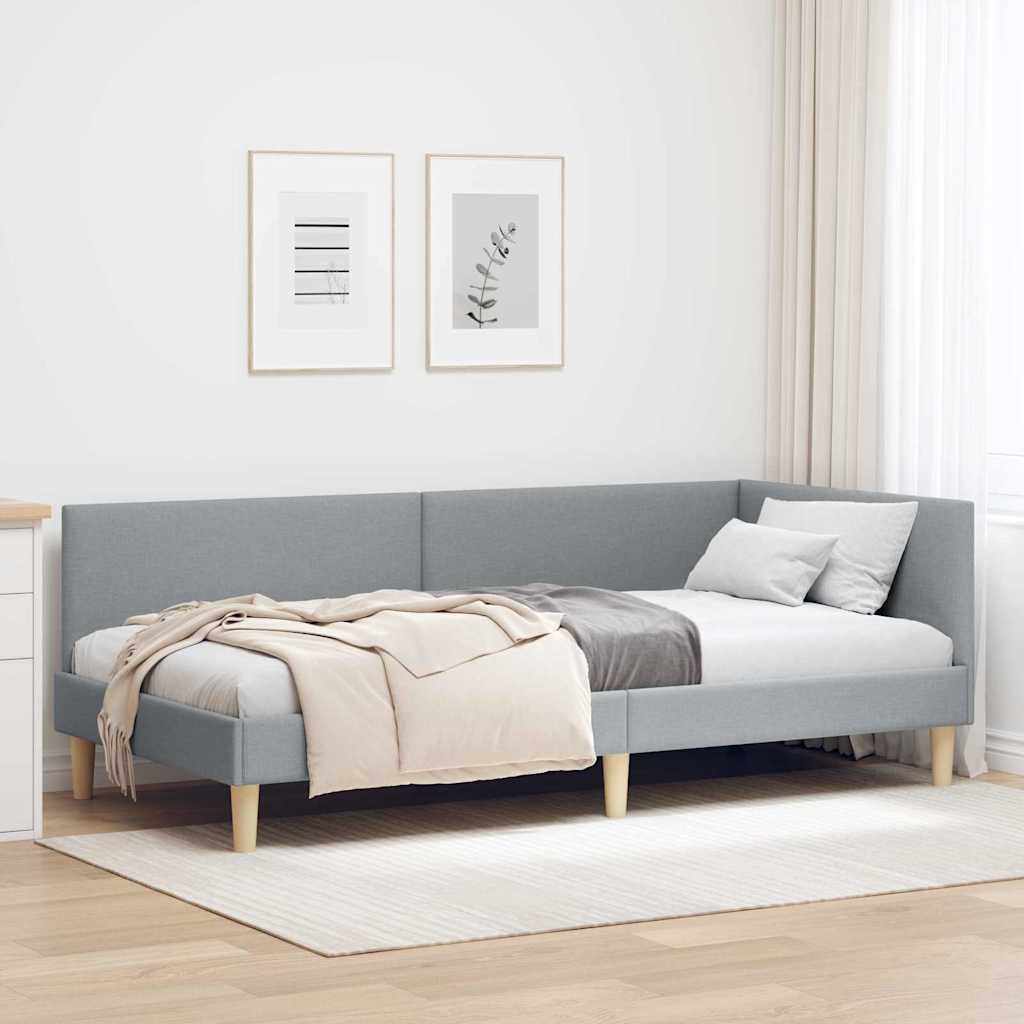 Kutni okvir kreveta s uzglavljem Svijetlo siva 90 cm x 200 cm