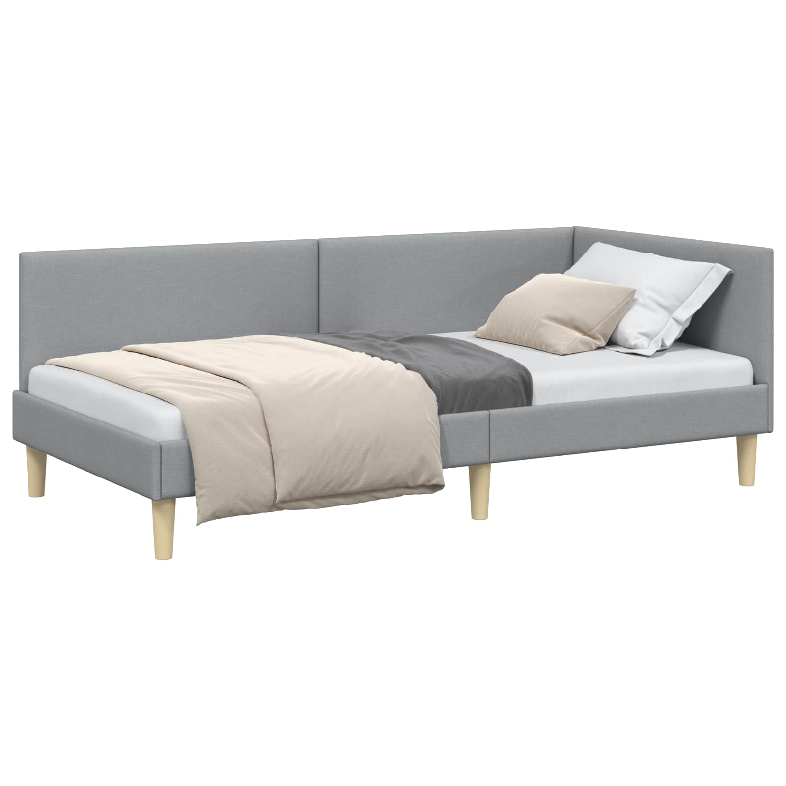 Kutni okvir kreveta s uzglavljem Svijetlo siva 100 cm x 200 cm