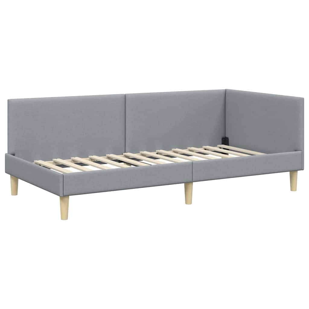 Kutni okvir kreveta s uzglavljem Svijetlo siva 100 cm x 200 cm