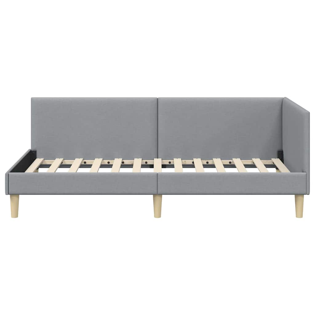 Kutni okvir kreveta s uzglavljem Svijetlo siva 100 cm x 200 cm