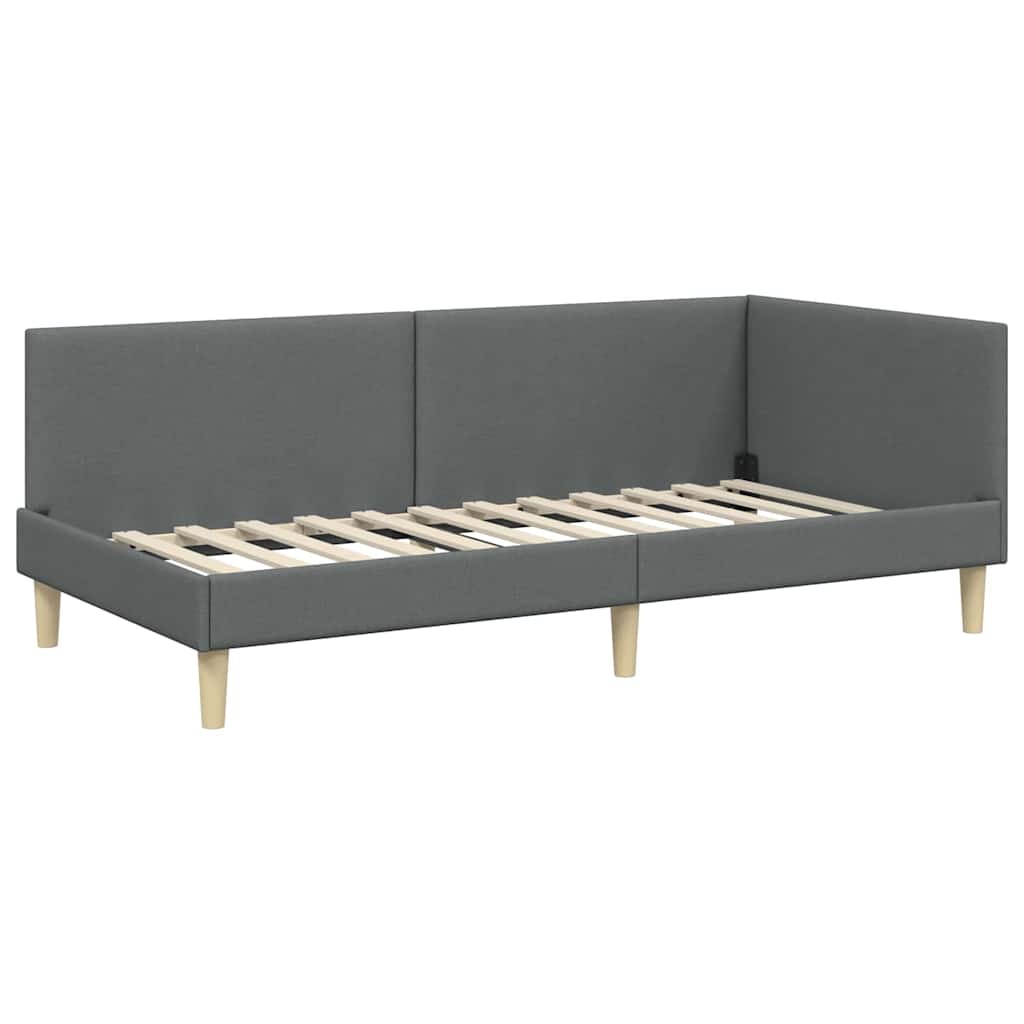 Kutni okvir kreveta s uzglavljem Tamno siva 100 cm x 200 cm
