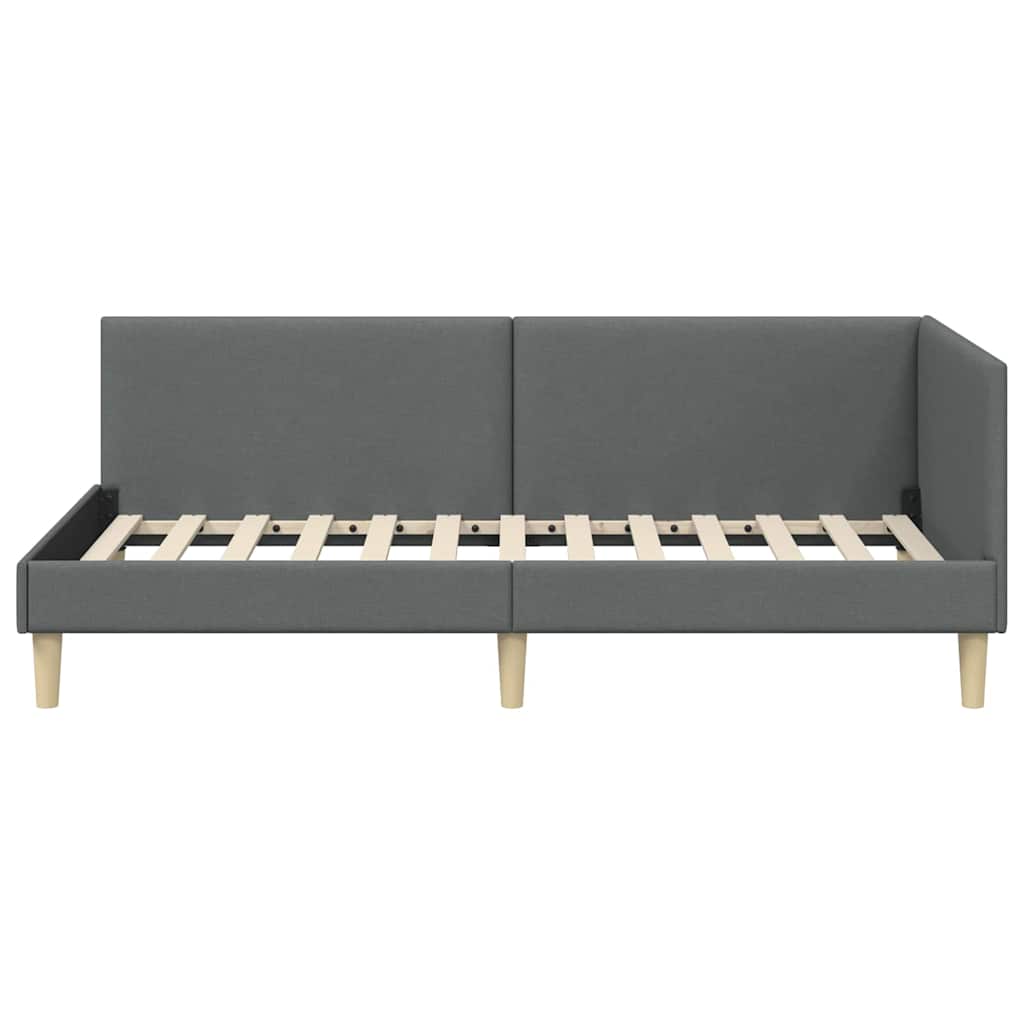 Kutni okvir kreveta s uzglavljem Tamno siva 100 cm x 200 cm