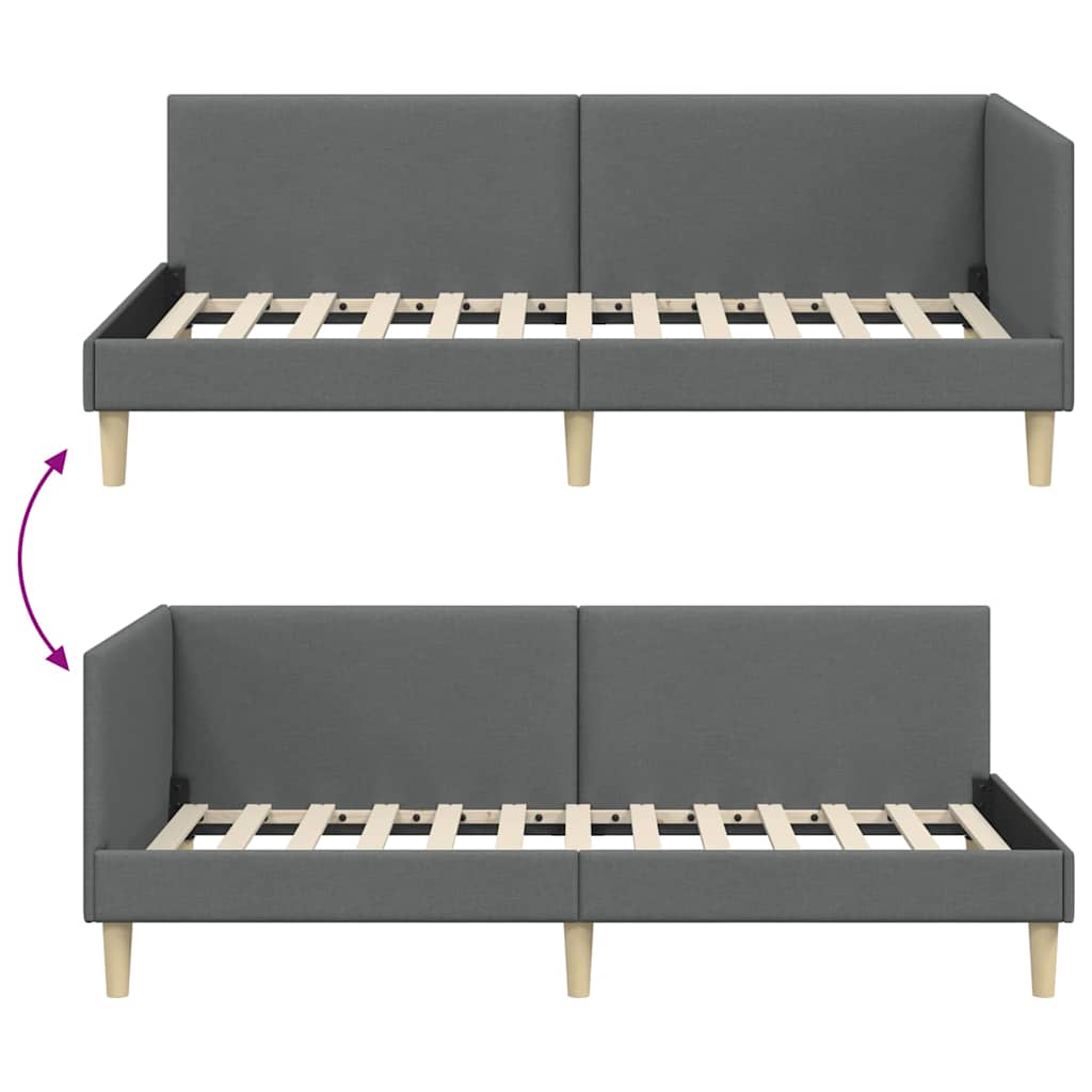 Kutni okvir kreveta s uzglavljem Tamno siva 100 cm x 200 cm