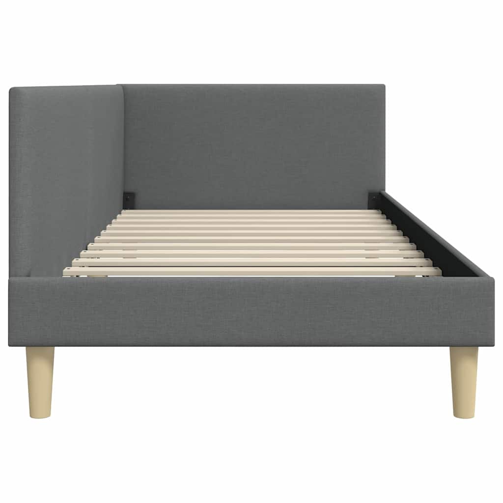 Kutni okvir kreveta s uzglavljem Tamno siva 100 cm x 200 cm