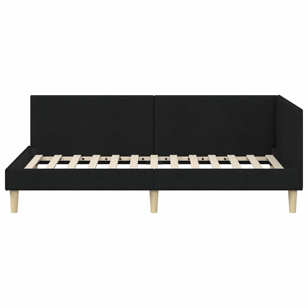 Kutni okvir kreveta Crna 100 cm x 200 cm Tkanina i šperploča