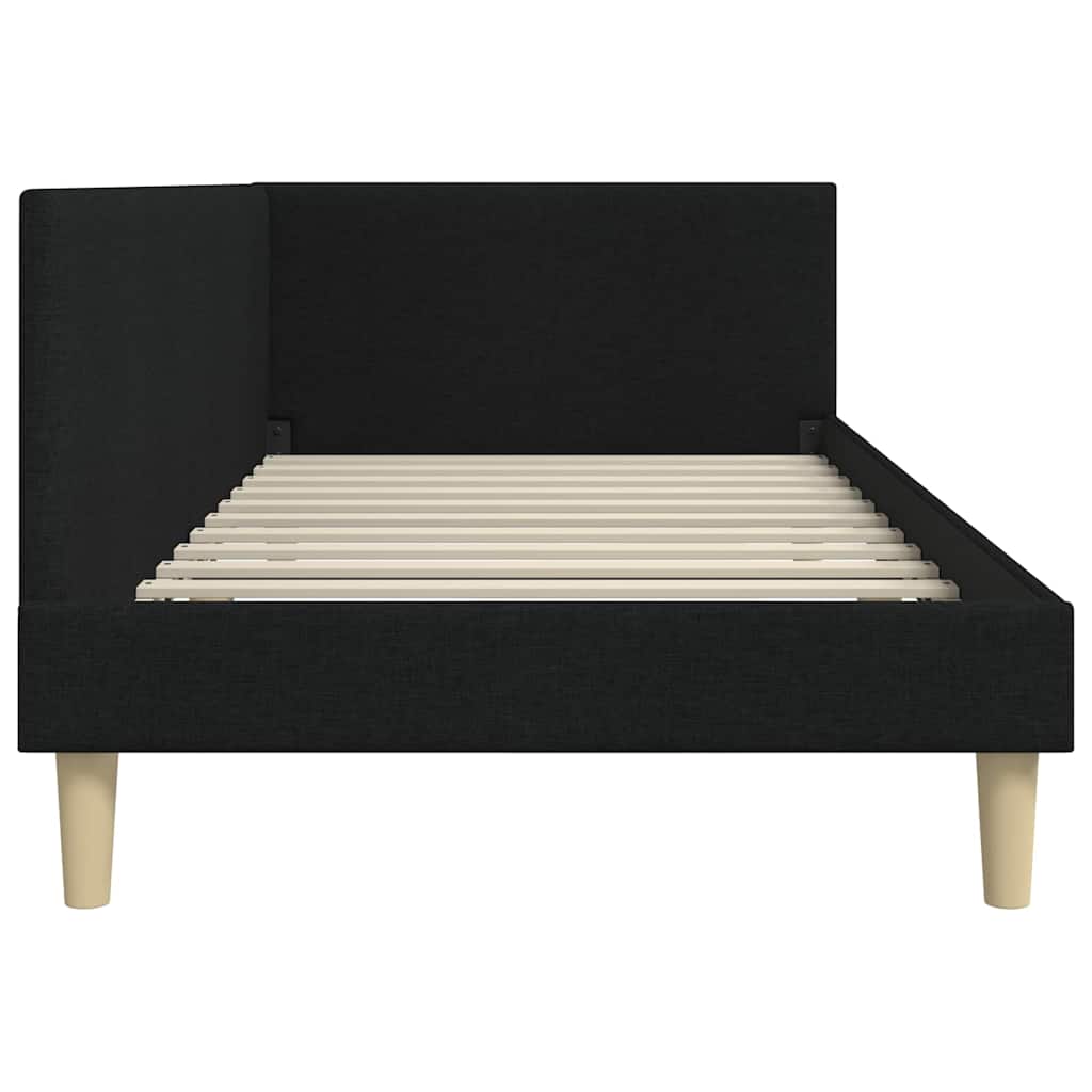 Kutni okvir kreveta Crna 100 cm x 200 cm Tkanina i šperploča