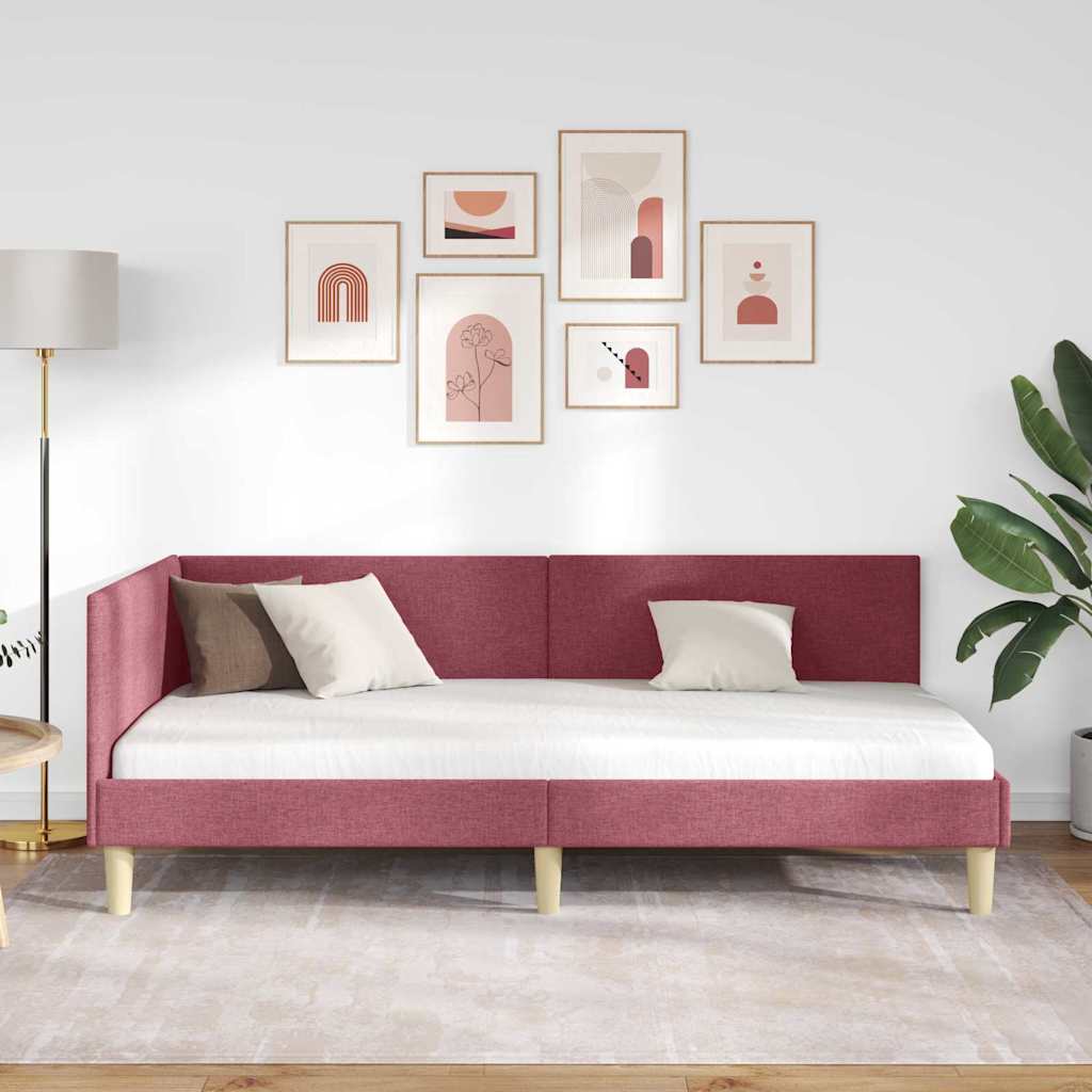 Kutni okvir kreveta s uzglavljem Vinska crvena 100 cm x 200 cm