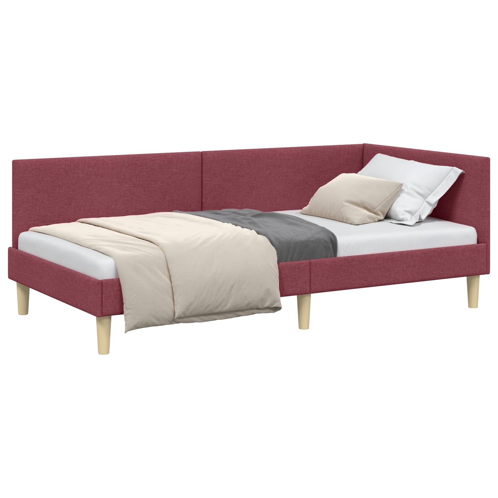 Kutni okvir kreveta s uzglavljem Vinska crvena 100 cm x 200 cm