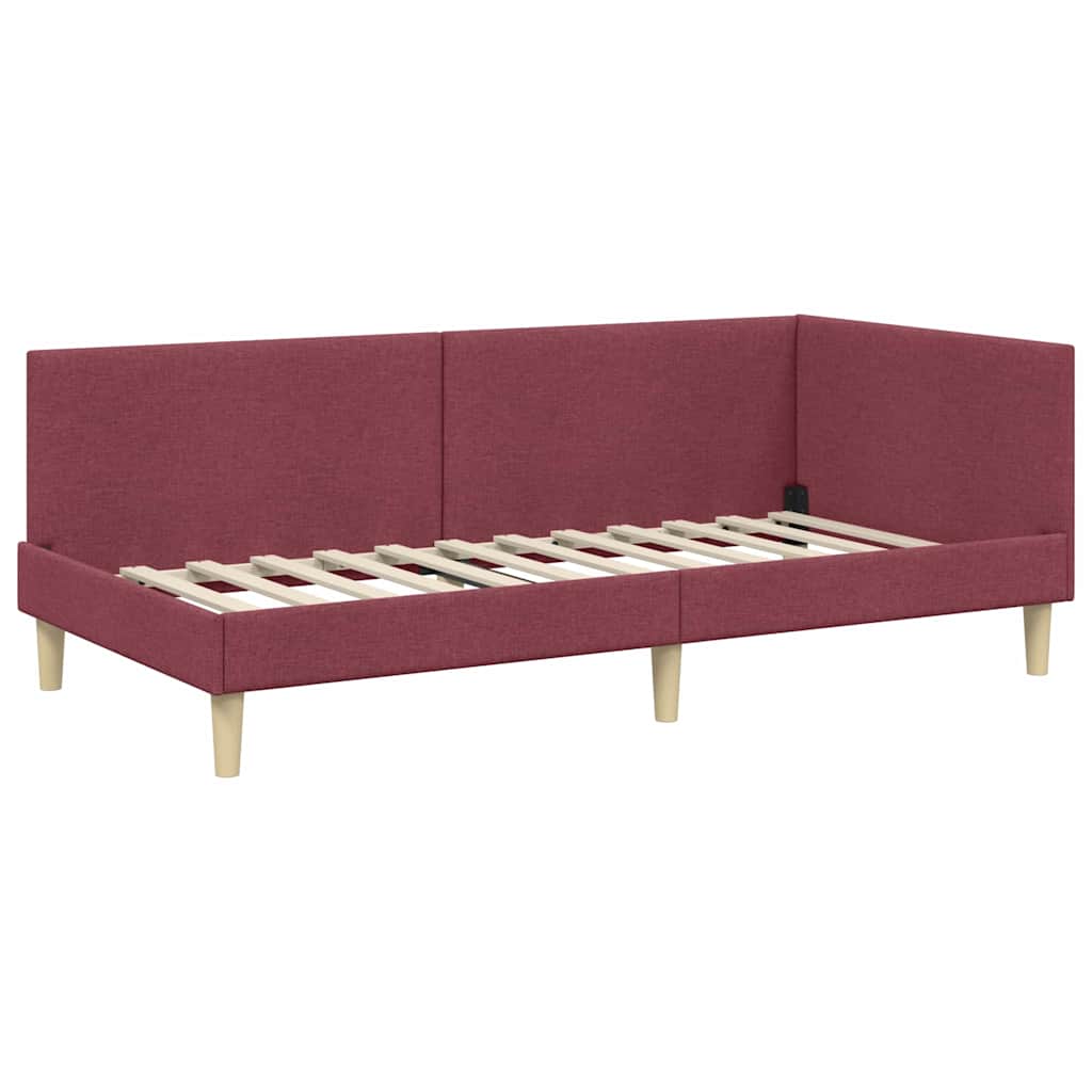 Kutni okvir kreveta s uzglavljem Vinska crvena 100 cm x 200 cm