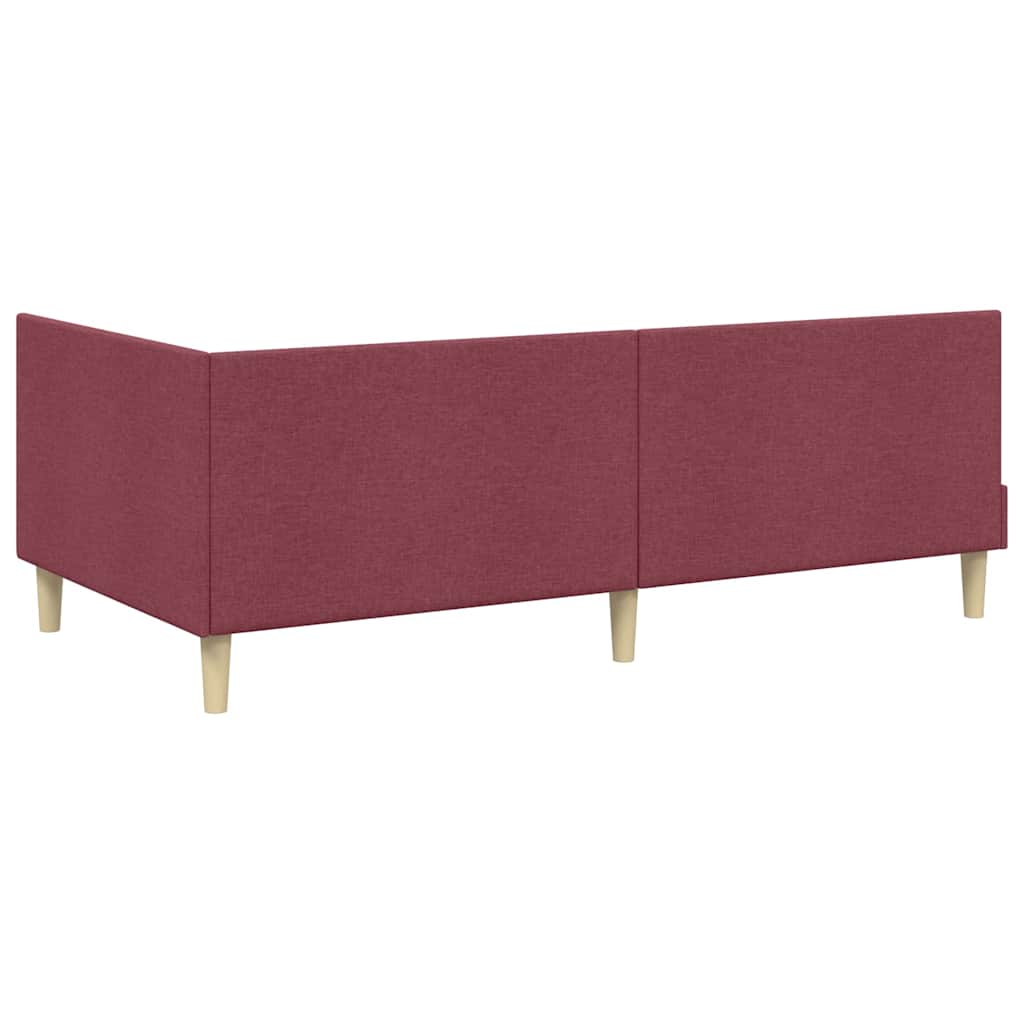 Kutni okvir kreveta s uzglavljem Vinska crvena 100 cm x 200 cm