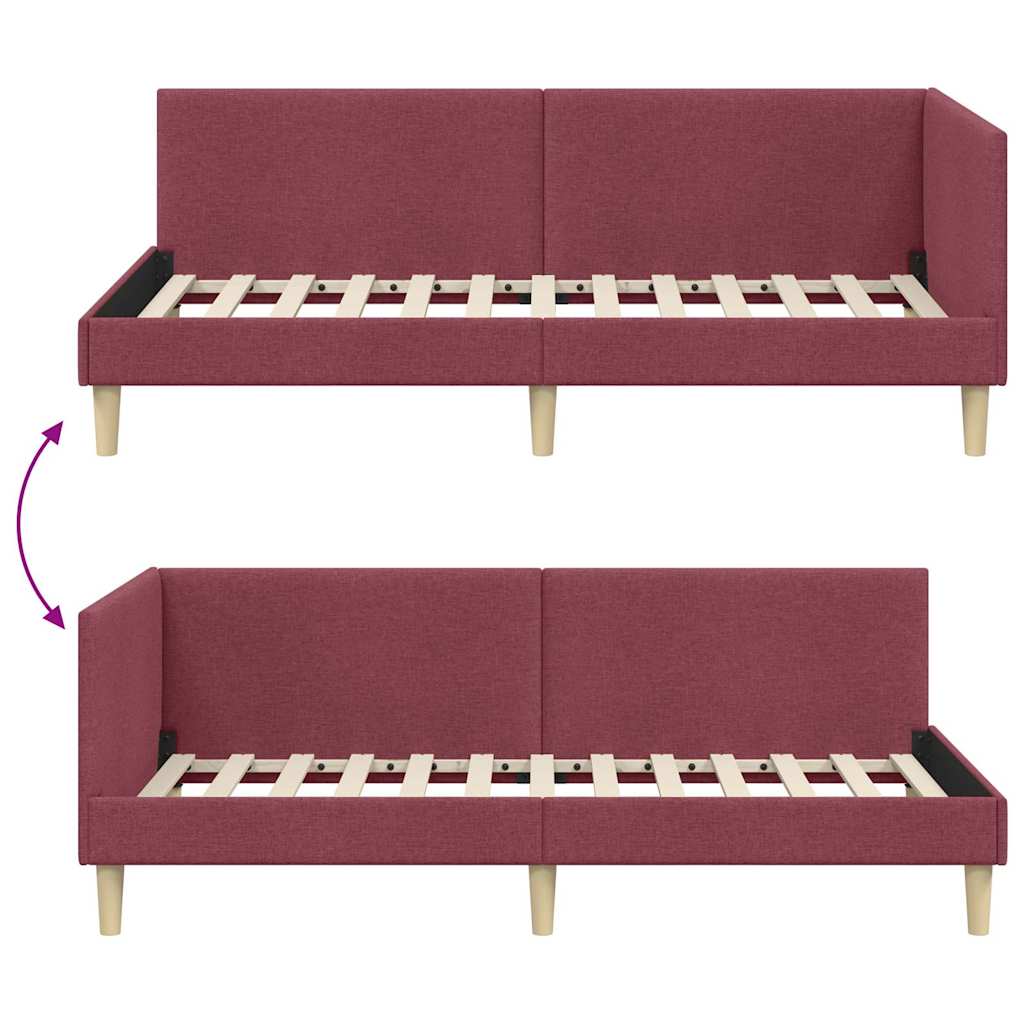 Kutni okvir kreveta s uzglavljem Vinska crvena 100 cm x 200 cm