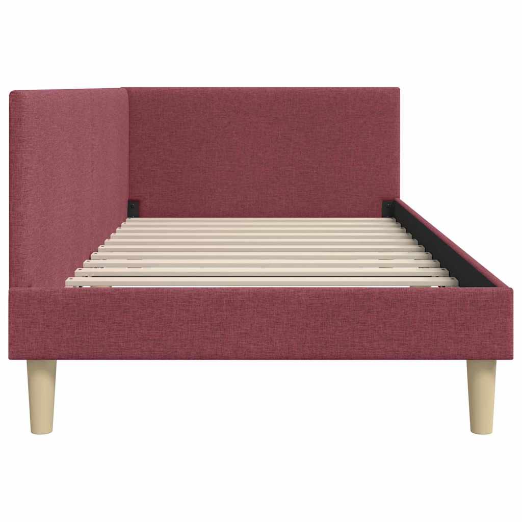 Kutni okvir kreveta s uzglavljem Vinska crvena 100 cm x 200 cm