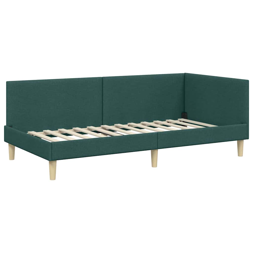 Kutni okvir kreveta s uzglavljem Tamnozelena 100 cm x 200 cm