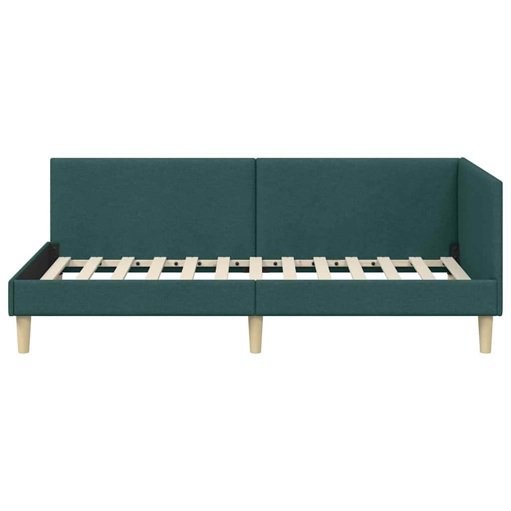 Kutni okvir kreveta s uzglavljem Tamnozelena 100 cm x 200 cm