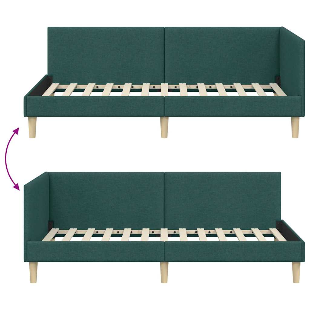 Kutni okvir kreveta s uzglavljem Tamnozelena 100 cm x 200 cm