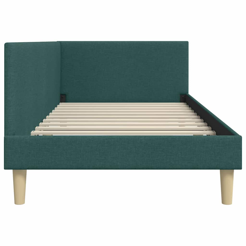 Kutni okvir kreveta s uzglavljem Tamnozelena 100 cm x 200 cm