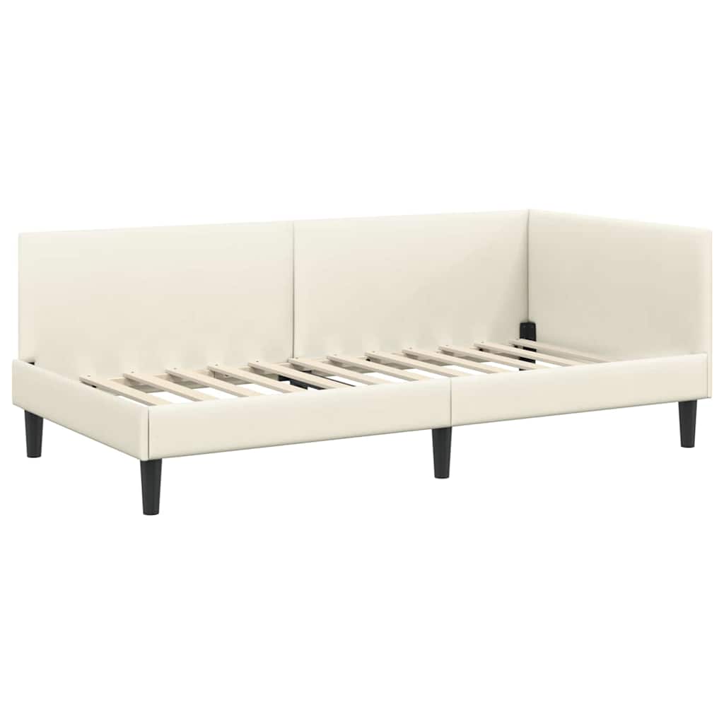 Kutni okvir kreveta s uzglavljem Krema 80 cm x 200 cm Baršun