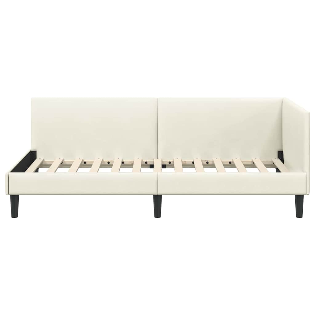 Kutni okvir kreveta s uzglavljem Krema 80 cm x 200 cm Baršun