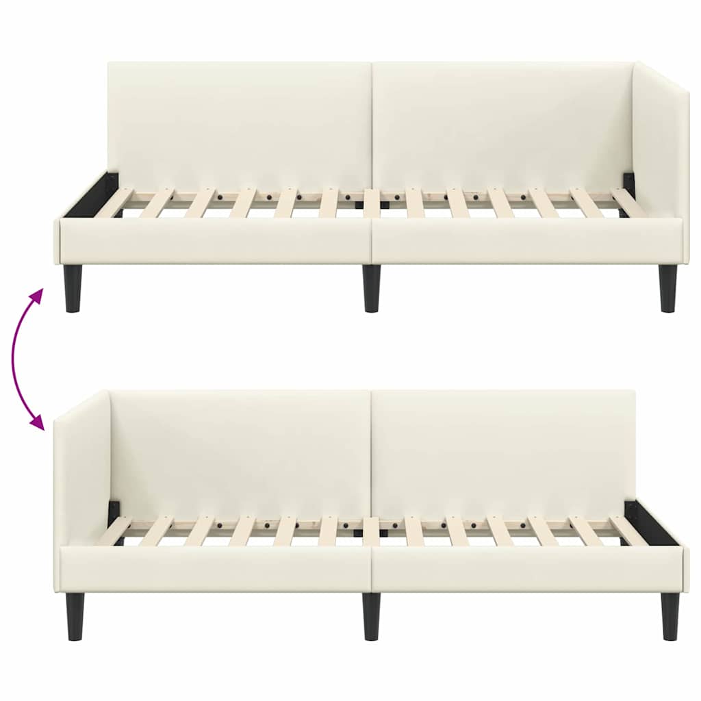 Kutni okvir kreveta s uzglavljem Krema 80 cm x 200 cm Baršun
