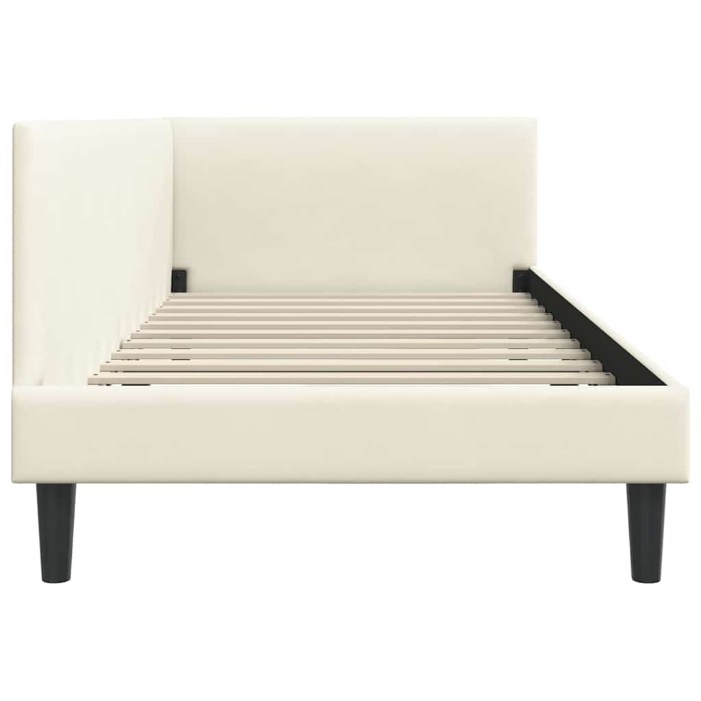 Kutni okvir kreveta s uzglavljem Krema 80 cm x 200 cm Baršun