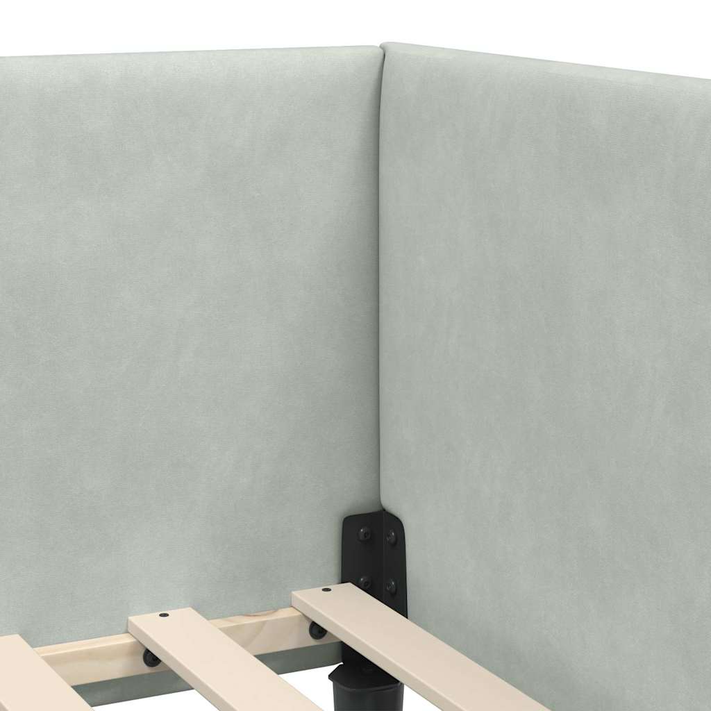 Kutni okvir kreveta Svijetlo siva 90 cm x 190 cm Baršun