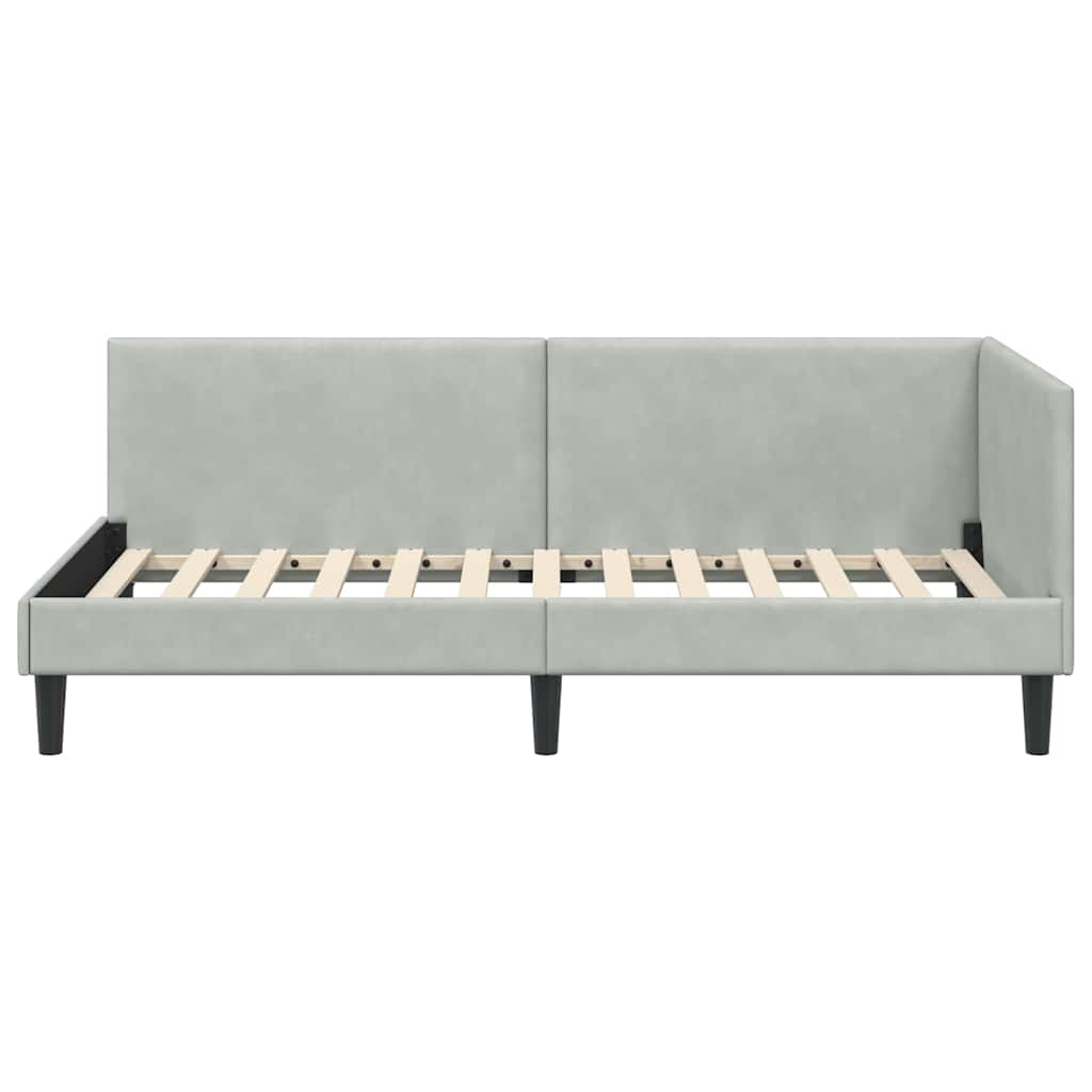 Kutni okvir kreveta Svijetlo siva 90 cm x 190 cm Baršun