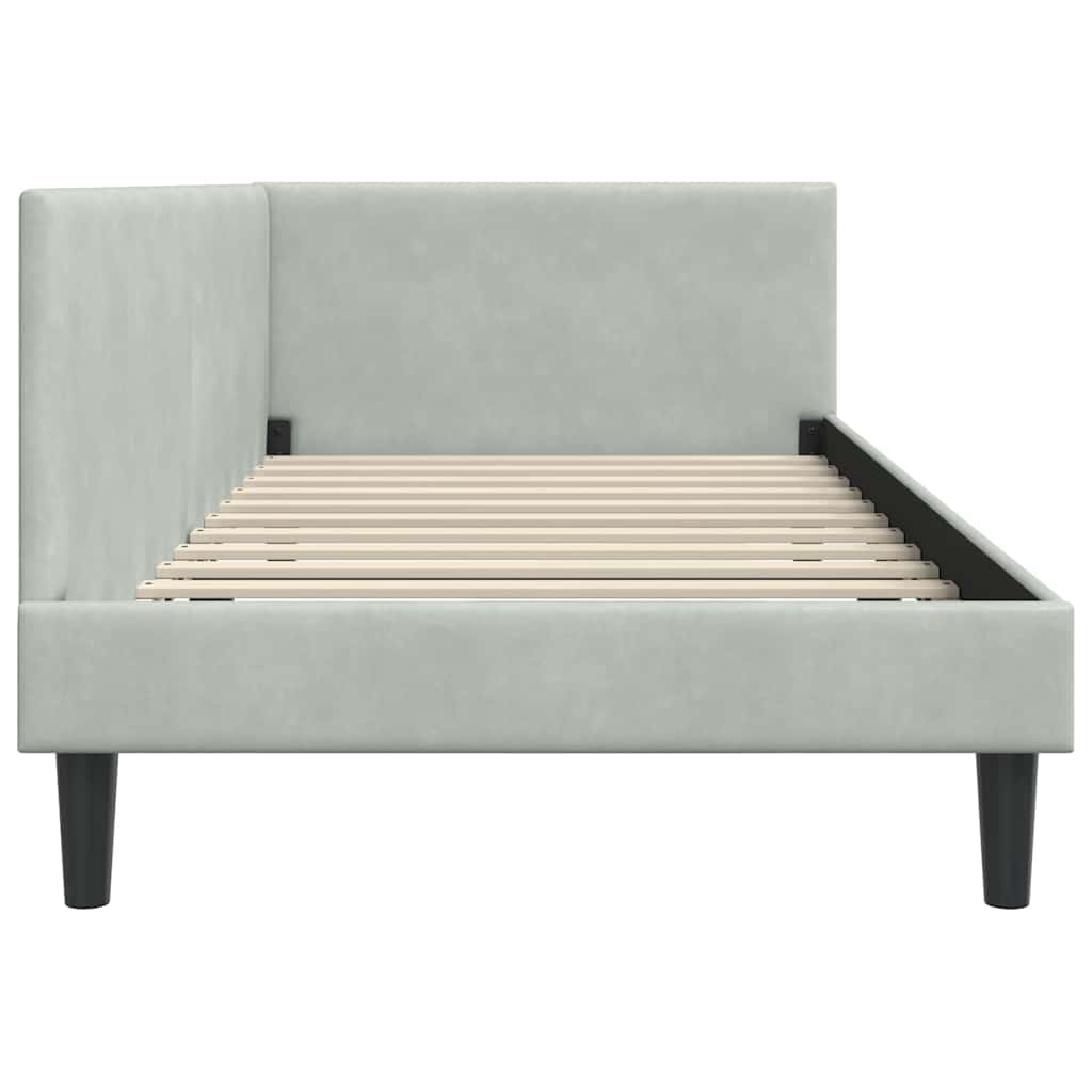 Kutni okvir kreveta Svijetlo siva 90 cm x 190 cm Baršun