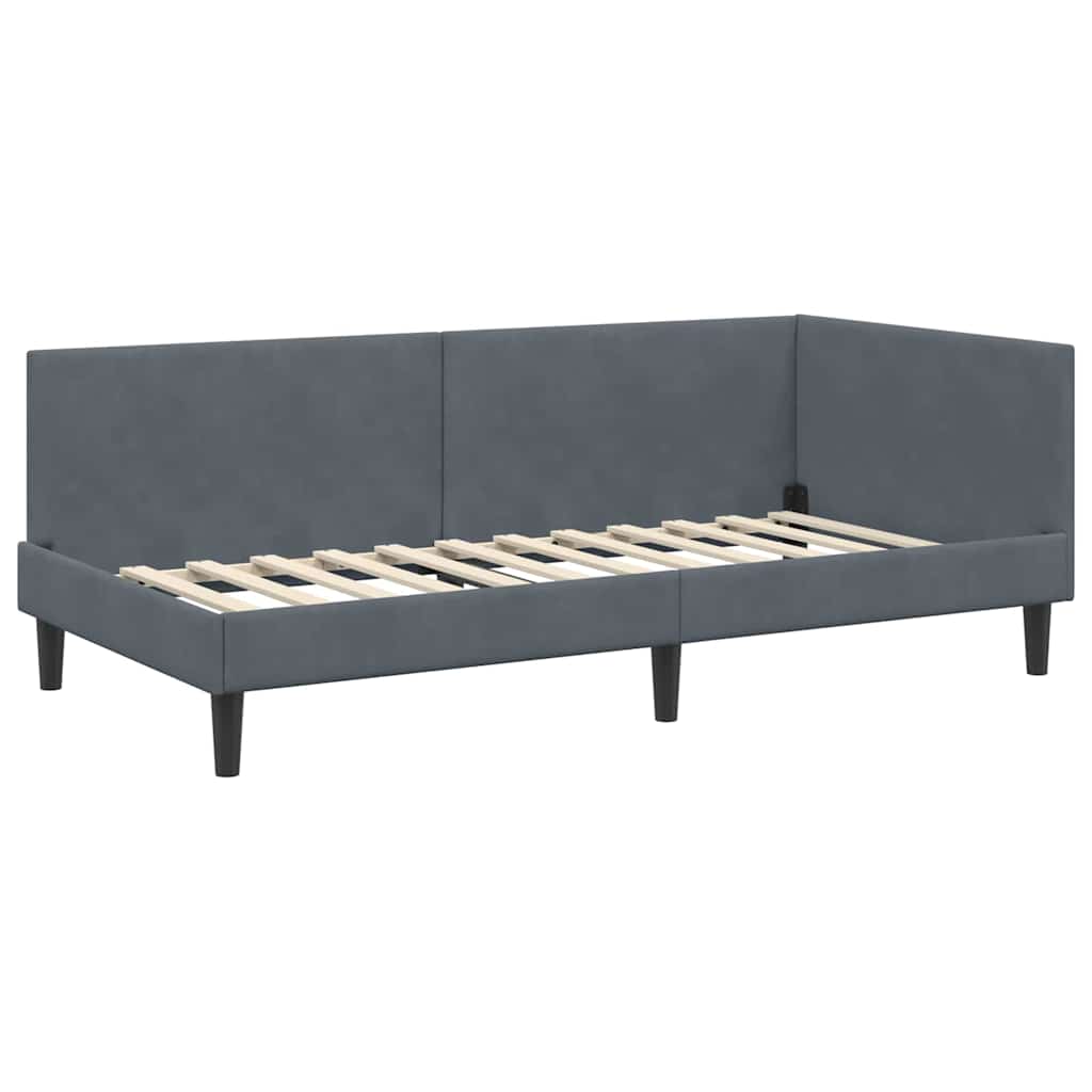 Kutni okvir kreveta Tamno siva 90 cm x 190 cm Baršun