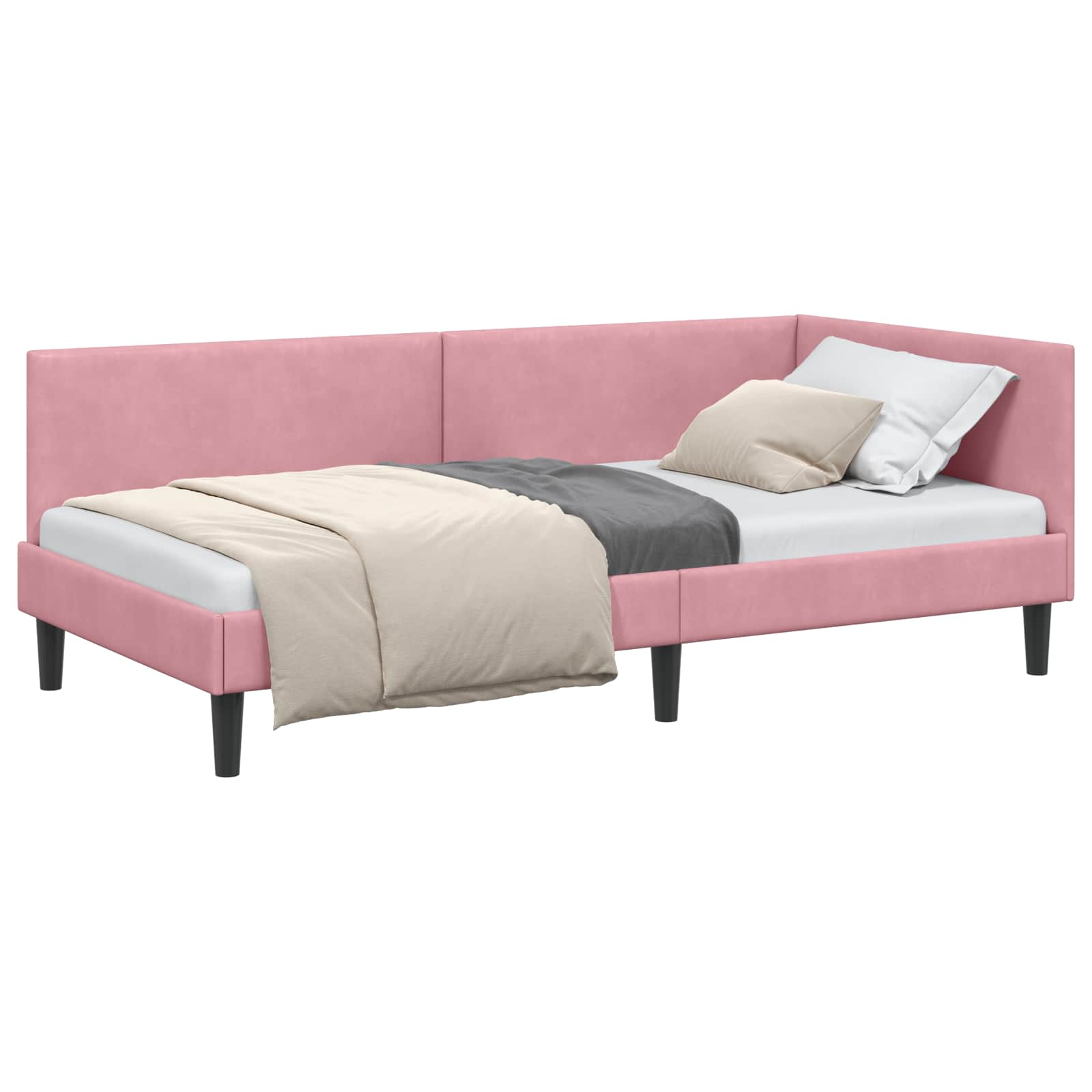 Kutni okvir kreveta Ružičasta 90 cm x 190 cm Baršun