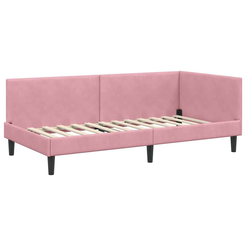 Kutni okvir kreveta Ružičasta 90 cm x 190 cm Baršun