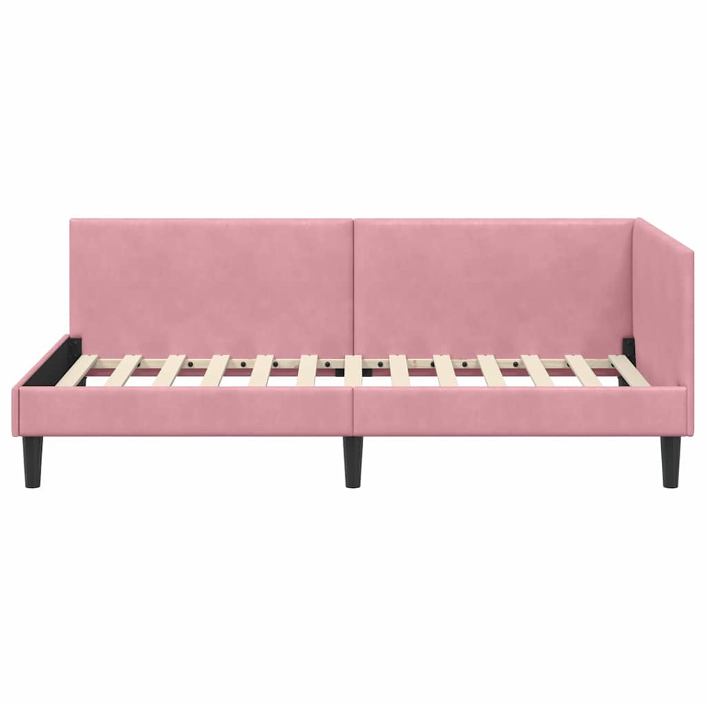 Kutni okvir kreveta Ružičasta 90 cm x 190 cm Baršun