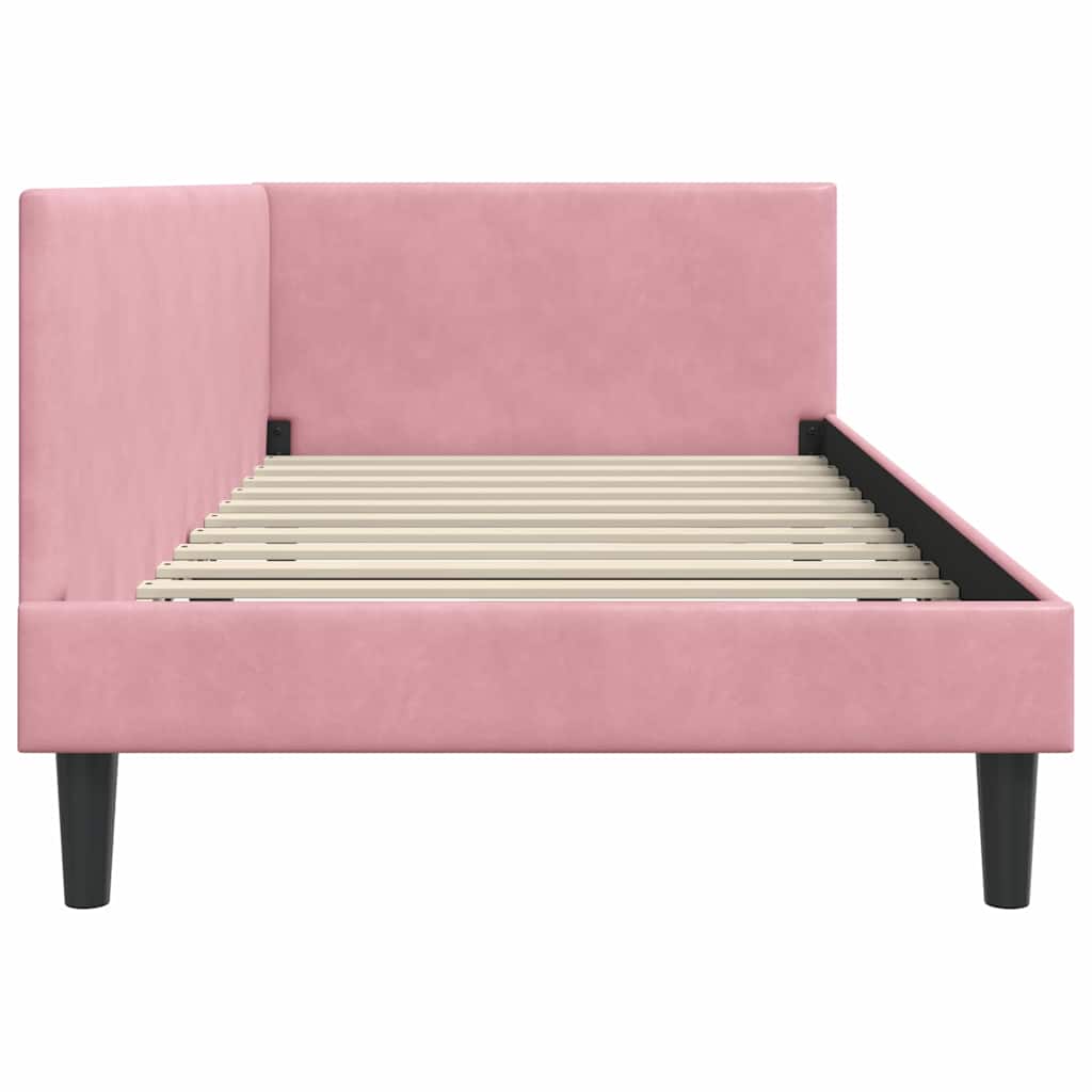 Kutni okvir kreveta Ružičasta 90 cm x 190 cm Baršun
