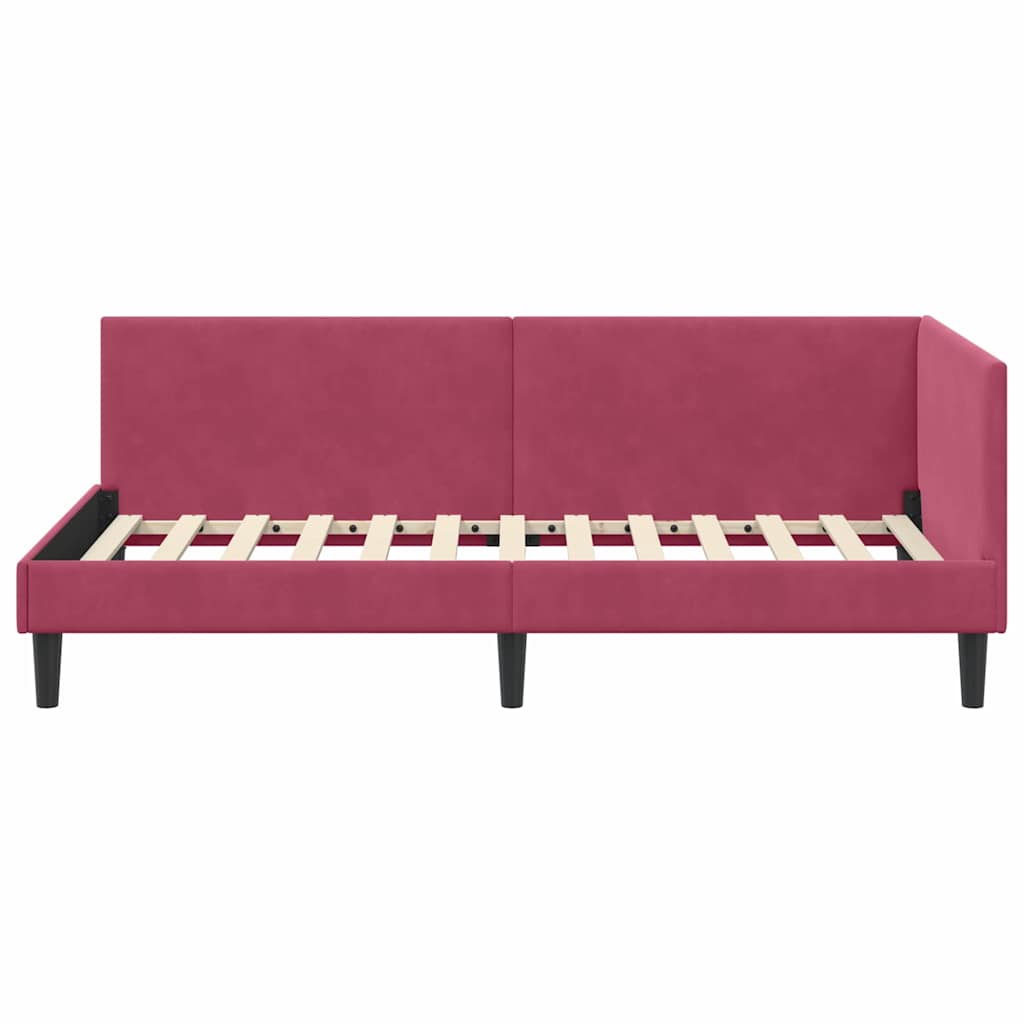 Kutni okvir kreveta Vinska crvena 90 cm x 190 cm Baršun