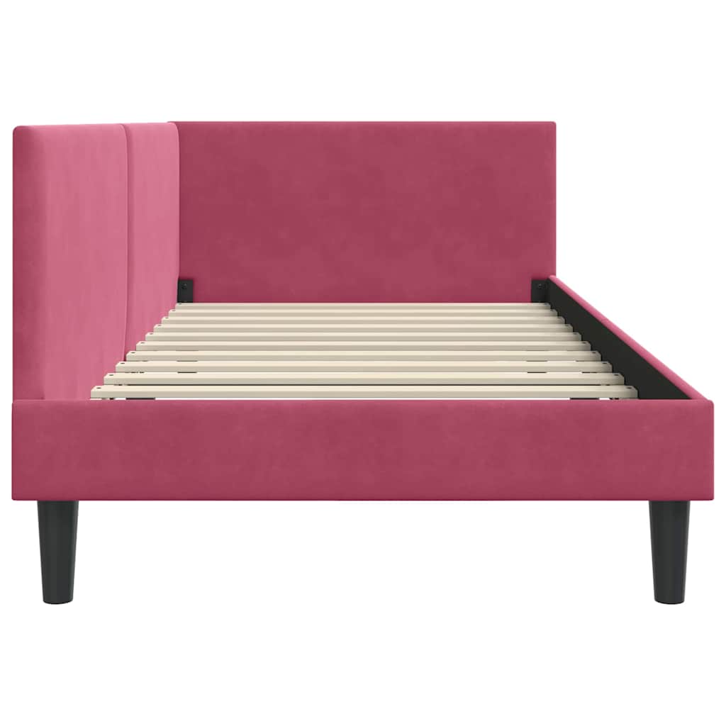 Kutni okvir kreveta Vinska crvena 90 cm x 190 cm Baršun