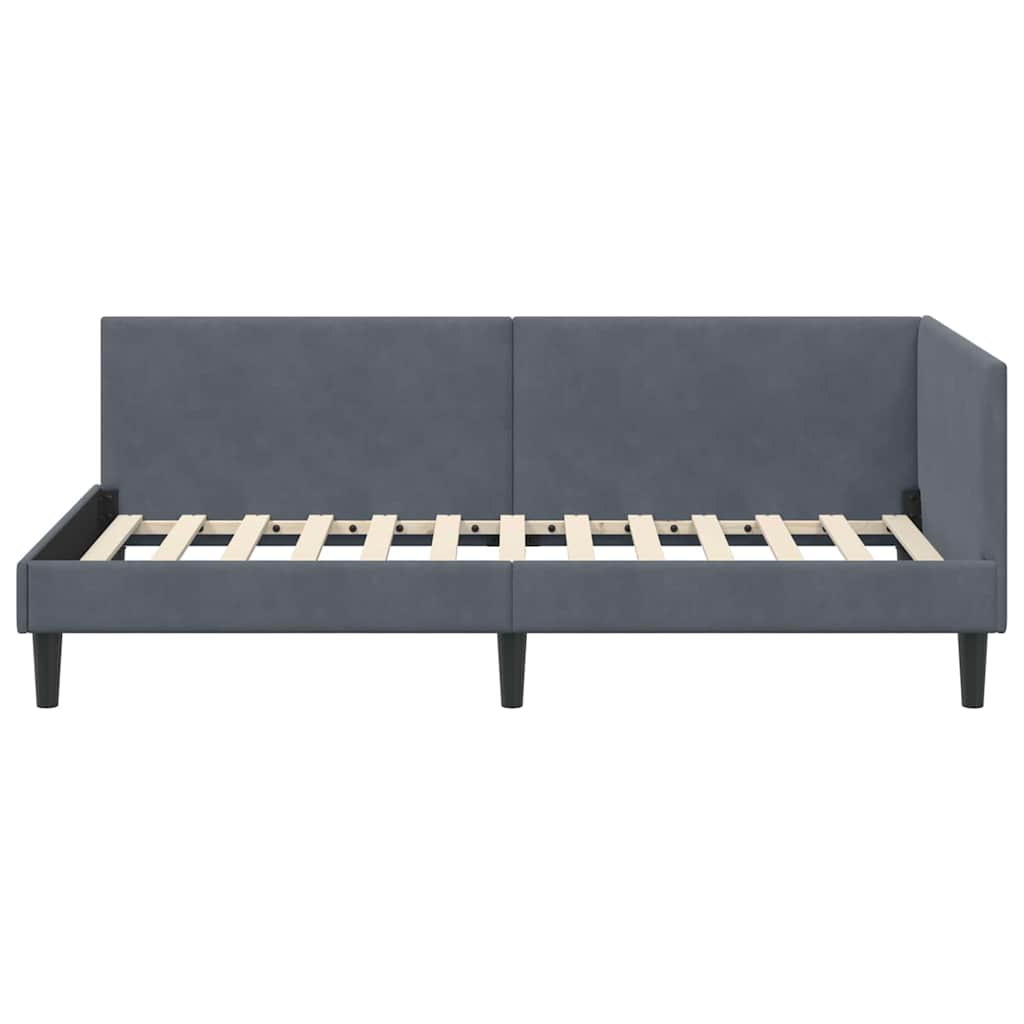 Kutni okvir kreveta Tamno siva 90 cm x 200 cm Baršun