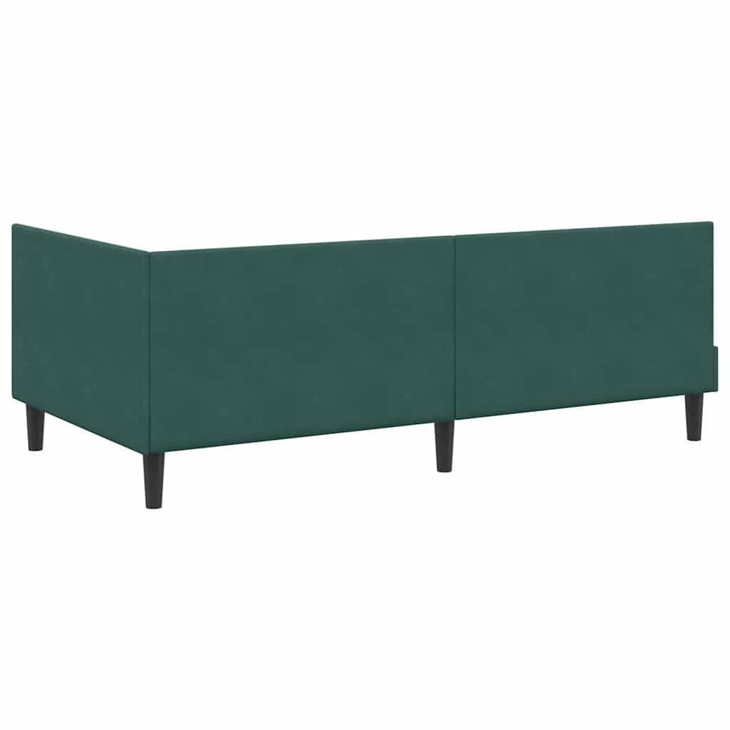 Kutni okvir kreveta Tamnozelena 90 cm x 200 cm Baršun