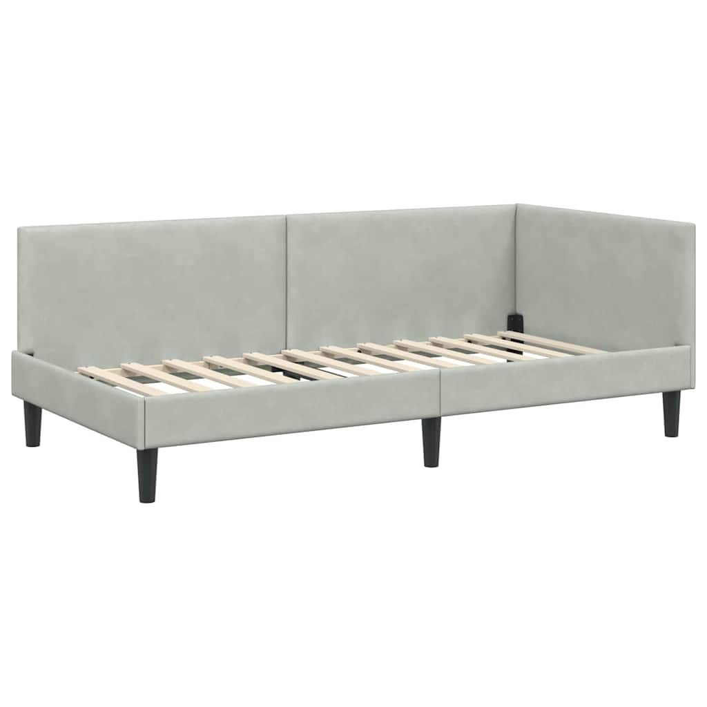Kutni okvir kreveta Svijetlo siva 100 cm x 200 cm Baršun