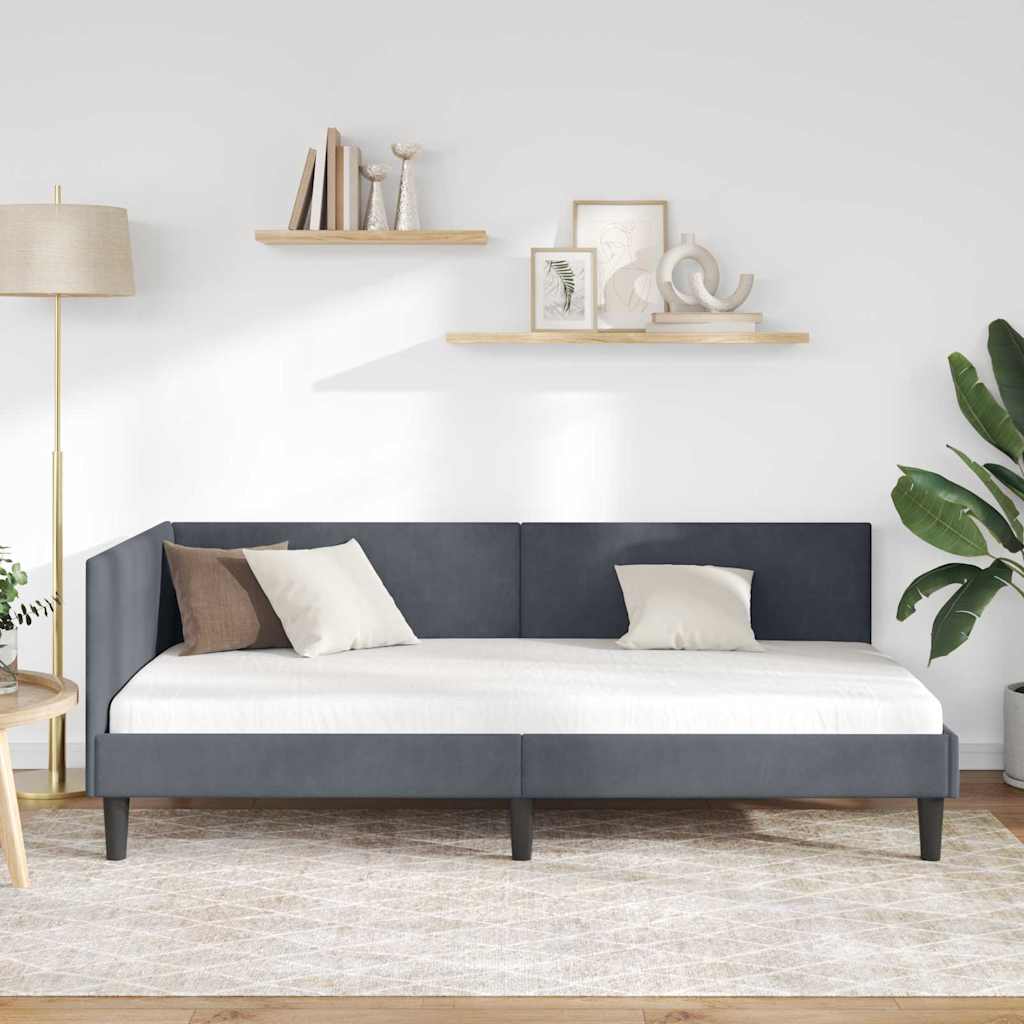 Kutni okvir kreveta Tamno siva 100 cm x 200 cm Baršun