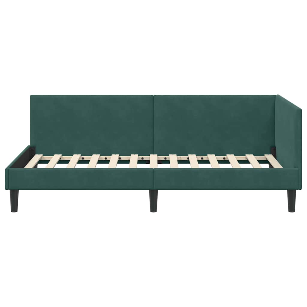 Kutni okvir kreveta Tamnozelena 100 cm x 200 cm Baršun