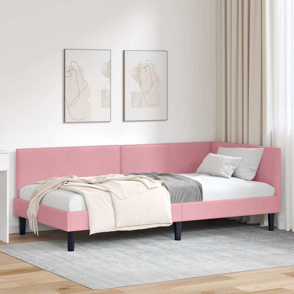 Kutni okvir kreveta Ružičasta 100 cm x 200 cm Baršun
