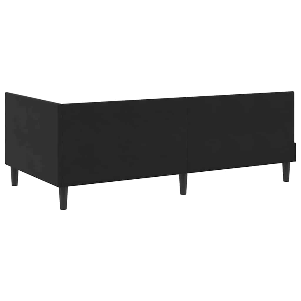 Kutni okvir kreveta s uzglavljem Crna 100 cm x 200 cm Baršun