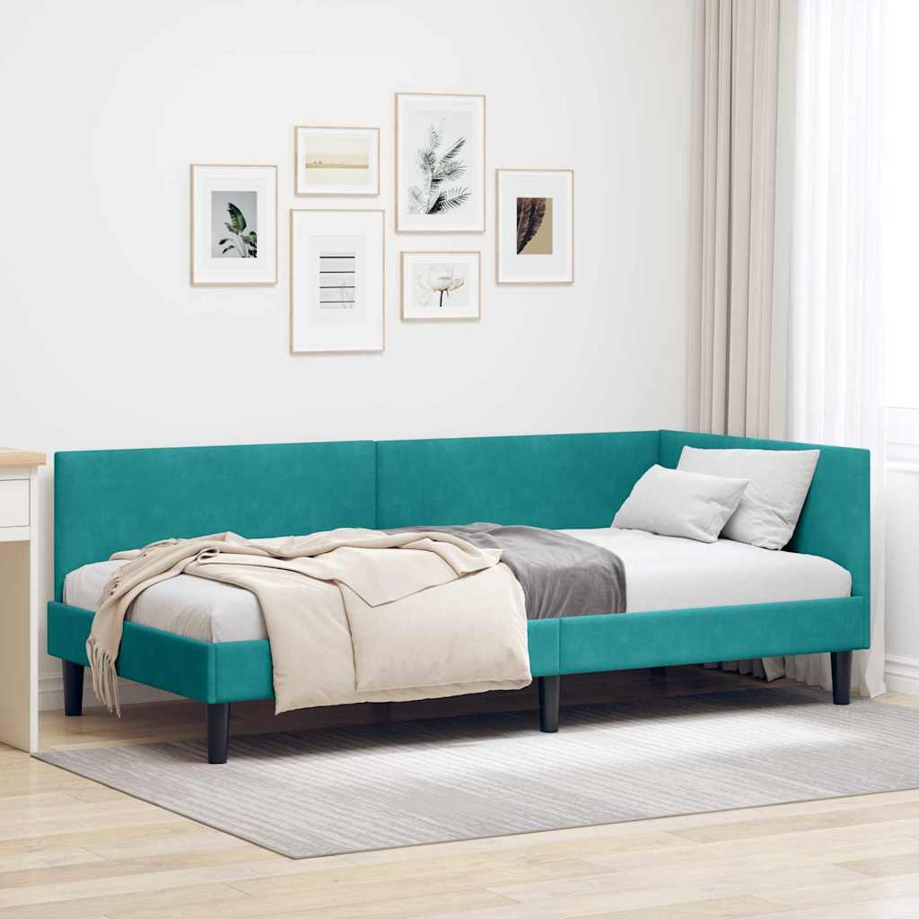 Kutni okvir kreveta Tirkizna 100 cm x 200 cm Baršun