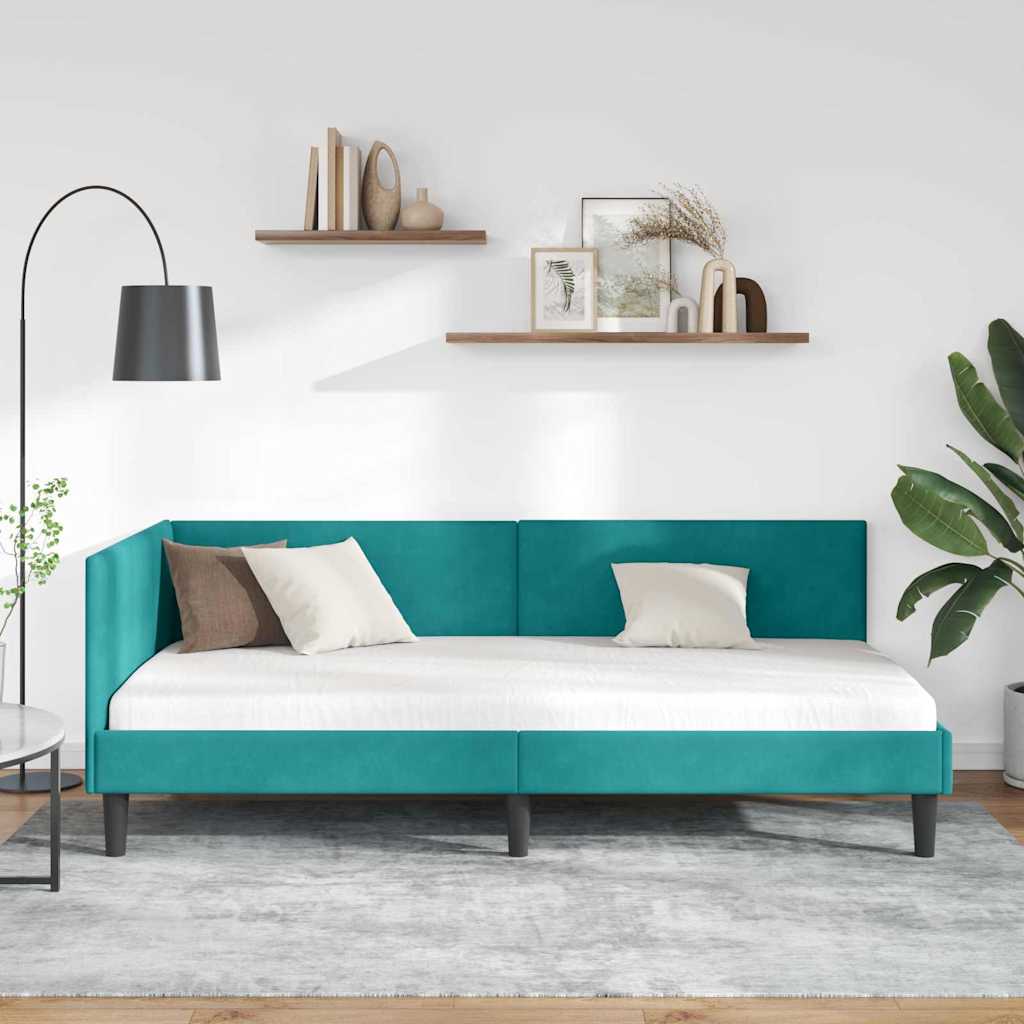 Kutni okvir kreveta Tirkizna 100 cm x 200 cm Baršun