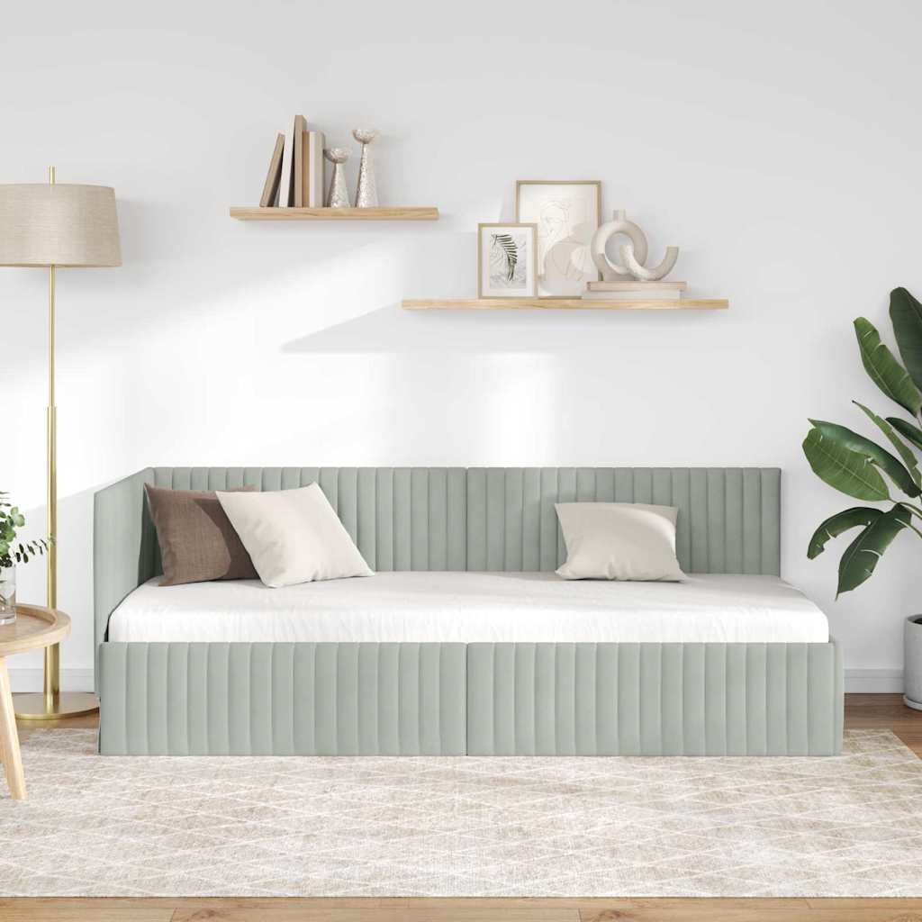 Kutni okvir kreveta Svijetlo siva 80 cm x 200 cm Baršun