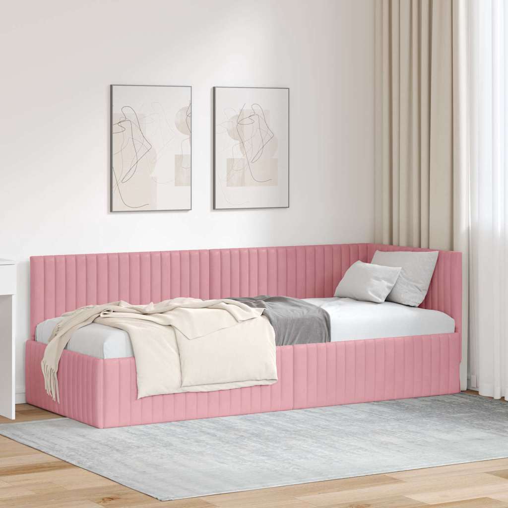 Kutni okvir kreveta Ružičasta 80 cm x 200 cm Baršun