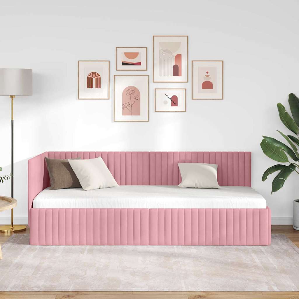 Kutni okvir kreveta Ružičasta 80 cm x 200 cm Baršun
