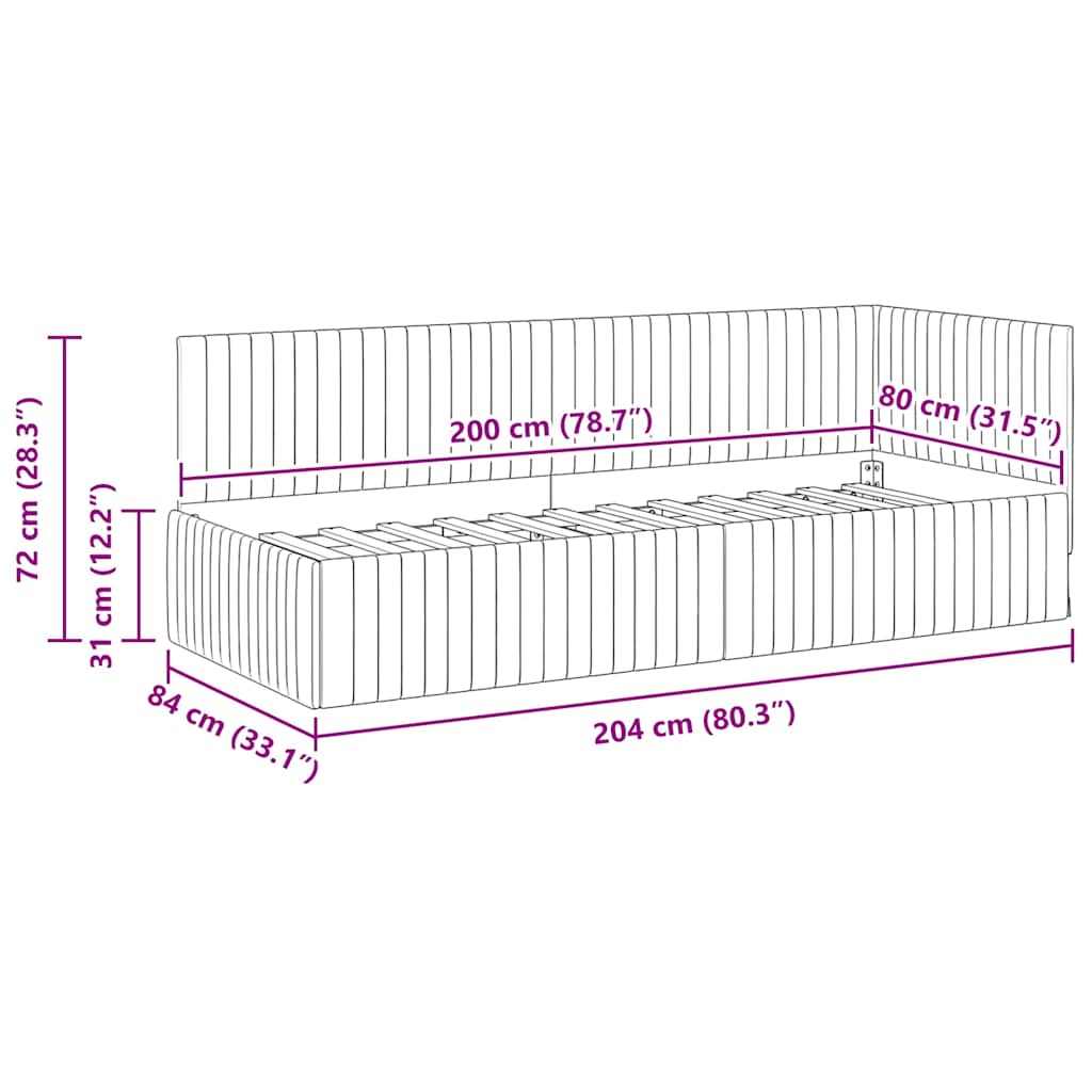 Kutni okvir kreveta Ružičasta 80 cm x 200 cm Baršun
