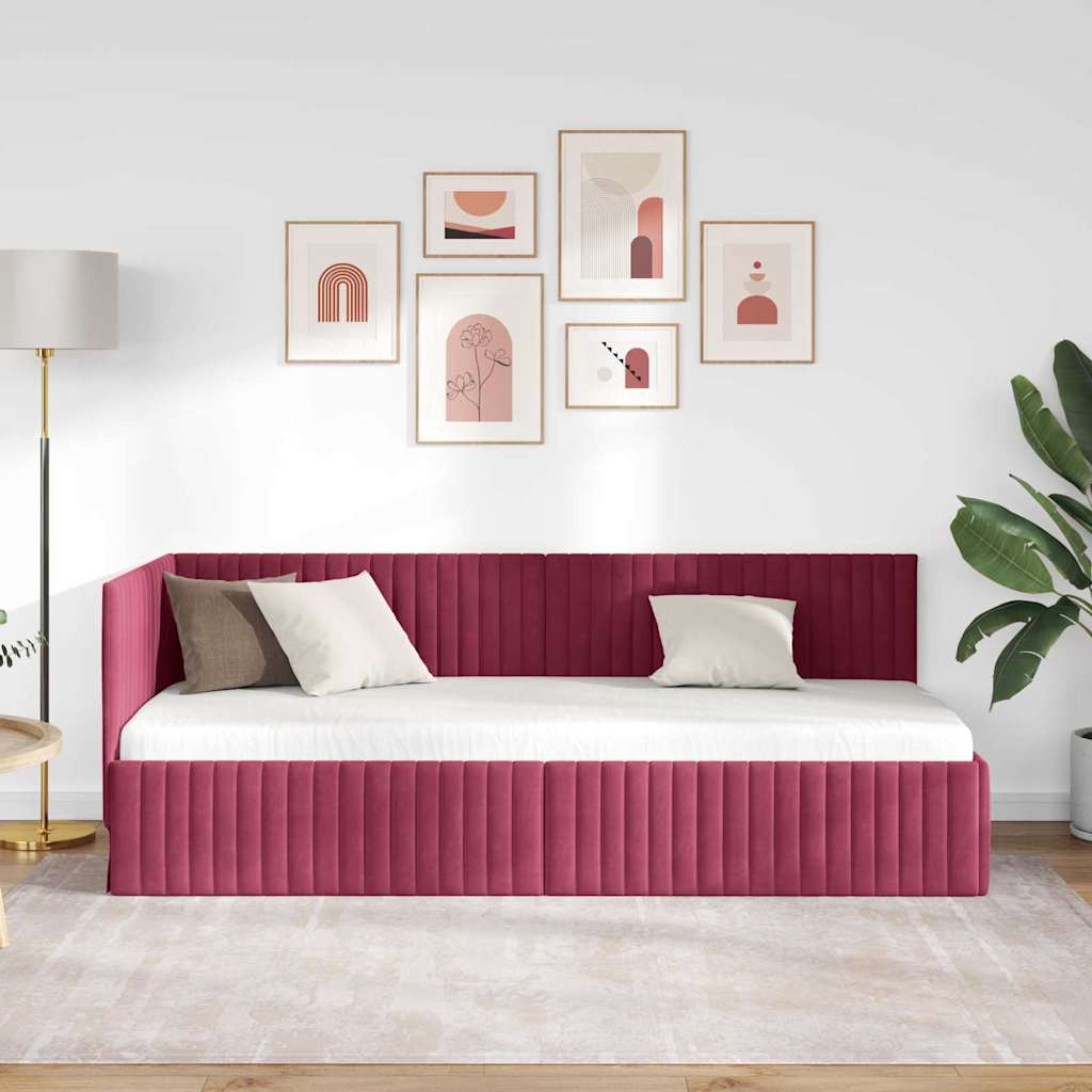 Kutni okvir kreveta Vinska crvena 80 cm x 200 cm Baršun