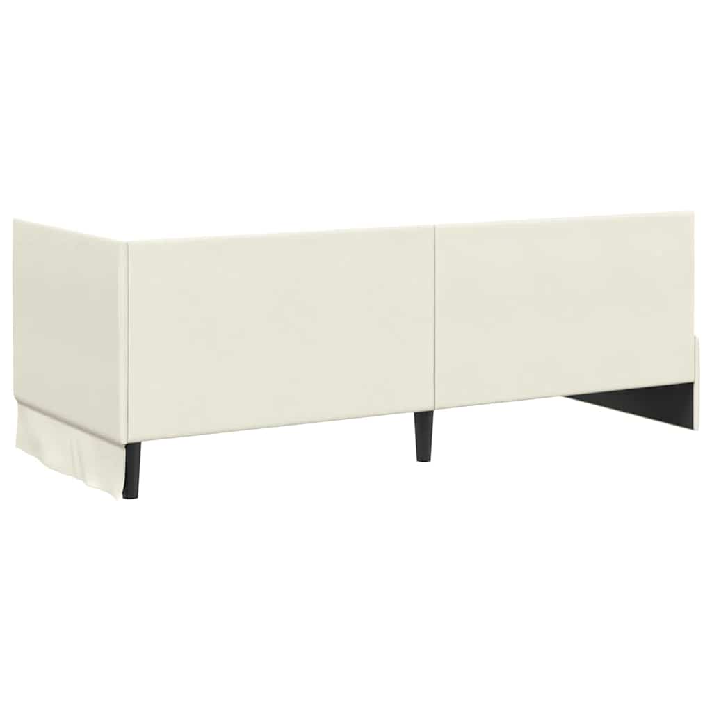 Kutni okvir kreveta s uzglavljem Krema 80 cm x 200 cm Baršun
