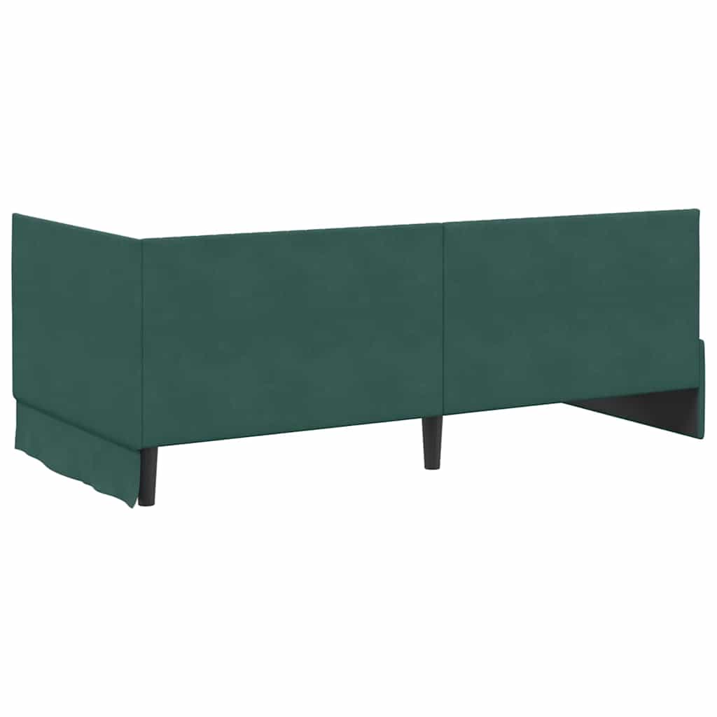 Kutni okvir kreveta Tamnozelena 90 cm x 190 cm Baršun